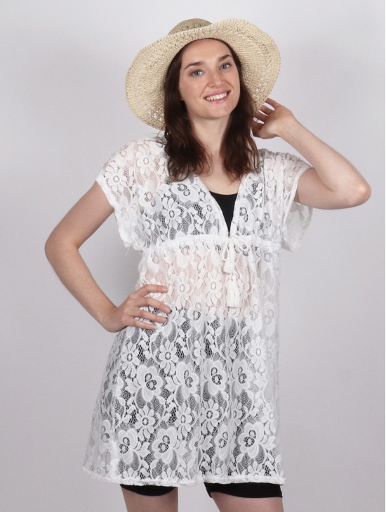 V-Neck Net Lace Fashion Top